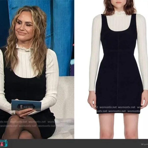 Sandro Ora pinafore turtle neck overlay dress